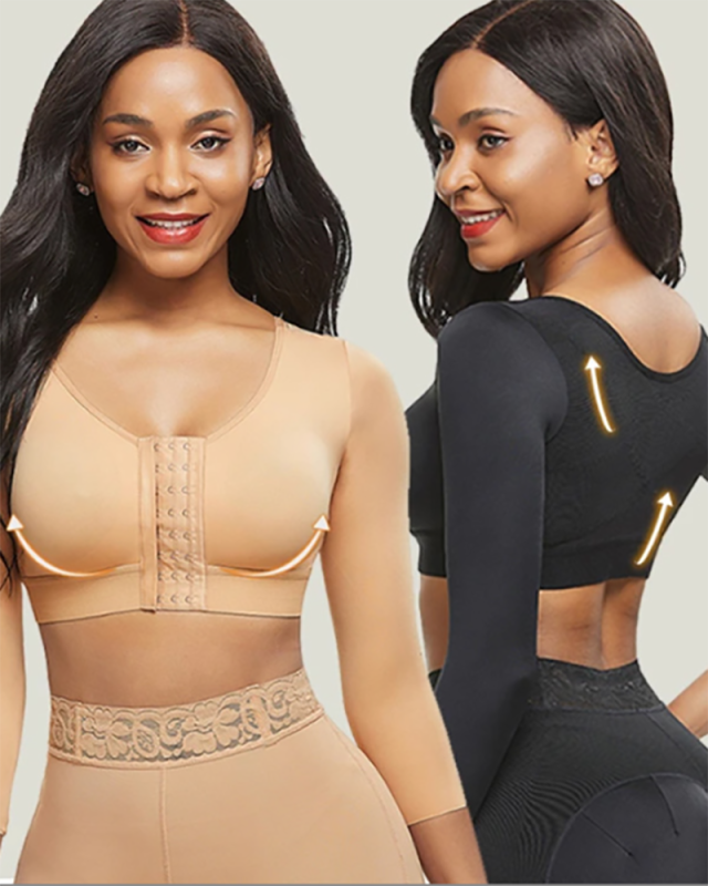 Women's Front Closure Bra Long Sleeve Post-Surgery Compression Bra with Breast Support Band Shapewear