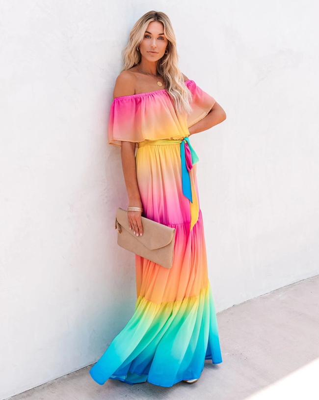 Women Chiffon Comfort Summer Long Dress S-XXL