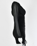 Long Sleeve V-neck Women Slim Dress S-L
