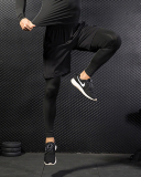 Men's Sports Wear Casual Quick Dry Fake Two Piece Shorts Pants Black Gray S-2XL