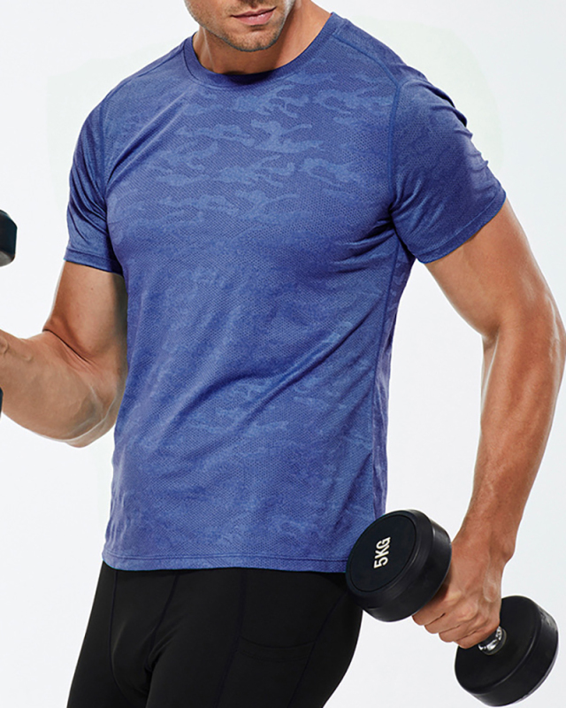 Men's Sports Short-sleeved Loose Casual Sweat-wicking Fitness Clothes Running Training High-elastic Quick-Drying T-shirt Top S-2XL