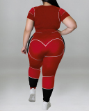 New Short Sleeve Slim Sports Wear Plus Size Two Piece Sets Black Purple Blue Red Light Brown XL-5XL
