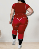 New Short Sleeve Slim Sports Wear Plus Size Two Piece Sets Black Purple Blue Red Light Brown XL-5XL