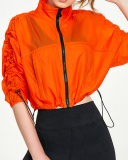 New Nylon Zipper Stand Collar Training Sunscreen Fitness Clothes Jacket Casual Loose Cardigan Running Fitness Yoga Clothes Black Green Orange White S-L