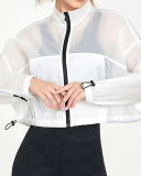 New Nylon Zipper Stand Collar Training Sunscreen Fitness Clothes Jacket Casual Loose Cardigan Running Fitness Yoga Clothes Black Green Orange White S-L