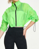 New Nylon Zipper Stand Collar Training Sunscreen Fitness Clothes Jacket Casual Loose Cardigan Running Fitness Yoga Clothes Black Green Orange White S-L