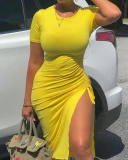 Short Sleeve High Cut Women Summer Dress S-3XL
