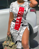 Short Sleeve High Cut Women Summer Dress S-3XL