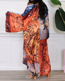 Summer Long Sleeve Fashion Simulated Silk Multi-print Casual Women Coats (NO Waist Bands)