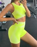 Sporty Yoga Two Piece Set Fitness Active Wear Two Piece S-L