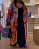 Summer Long Sleeve Fashion Simulated Silk Multi-print Casual Women Coats (NO Waist Bands)
