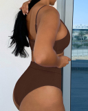 Solid Color High Waist Women Swimwear Bikini Set S-L