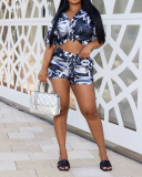 Hot Sale Short Sleeve Lapel Fashion Short Sets Two Pieces Outfit S-2XL
