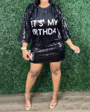 Fashion O Neck Half Sleeve Loose Sequin Printed Party Dress Women Mini Sequin Club Wear S-2XL
