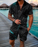 Fashion Casual Polo Shirt Short Sleeve Lapel T-shrit Men's Two-piece Sets S-6XL