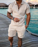 Fashion Casual Polo Shirt Short Sleeve Lapel T-shrit Men's Two-piece Sets S-6XL