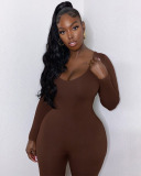 Long Sleeve Solid Color Women Autumn Jumpsuit S-L