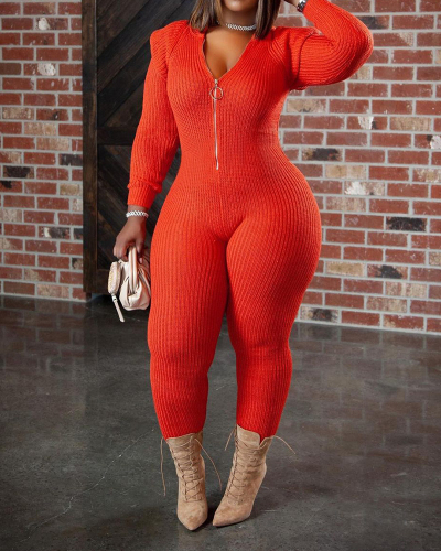 Women Long Sleeve Hoodies Knit Autumn New Jumpsuits Khaki Gray Black Orange S-2XL