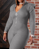 Women Long Sleeve Hoodies Knit Autumn New Jumpsuits Khaki Gray Black Orange S-2XL
