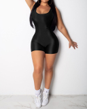 Women Sleeveless Solid Color Vest Backless Rompers Club Wear Yellow Black Red Blue Rosy S-2XL