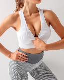 Women Sport Hollow Out Sleeveless Solid Color Yoga Tops XS-XL