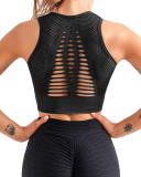 Women Sport Hollow Out Sleeveless Solid Color Yoga Tops XS-XL