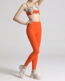 Women Printed Sports Wear Running Yoga Two-piece Sets Orange S-L