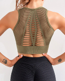 Women Sport Hollow Out Sleeveless Solid Color Yoga Tops XS-XL