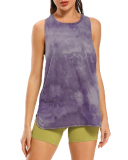 Women Tie Dye Loose Style Women Vest Sport Yoga Tops
