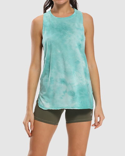 Women Tie Dye Loose Style Women Vest Sport Yoga Tops