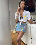 Wholesale Embroidery Fashion Denim Skirt