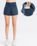 Women Pocket Running Sports Activewear Solid Color High Waist Yoga Tennis Shorts S-2XL