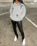 Long Sleeve Grey Women Hoodies S-L