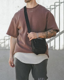 Summer Men's Loose Large Size Round Neck Short Sleeve Embroidery Washed Casual T-shirt M-3XL