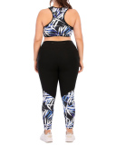 Plus Size Printed Women Yoga Set Active wear L-3XL