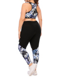 Plus Size Printed Women Yoga Set Active wear L-3XL