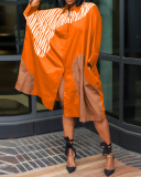 Women Lapel Button Colorblock Printed Loose Shirt Dress Casual Midi Dresses Plus Size Dress Black Red Green Orange S-4XL