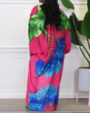 Fashion Women Long Sleeve Printed Florals Jackets Black Red Green Orange Rosy One Size