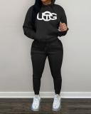 Women Embroidered Plush Hoodies Pants Sets Two Pieces Outfit Pink Red Grey Black Khaki Brown S-2XL