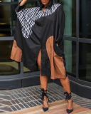 Women Lapel Button Colorblock Printed Loose Shirt Dress Casual Midi Dresses Plus Size Dress Black Red Green Orange S-4XL