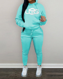 Women Embroidered Plush Hoodies Pants Sets Two Pieces Outfit Pink Red Grey Black Khaki Brown S-2XL
