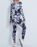 Popular Long Sleeve Tie Dye Pants Suits Yoga Two-piece Sets S-L