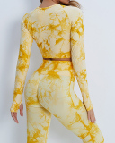 Popular Long Sleeve Tie Dye Pants Suits Yoga Two-piece Sets S-L