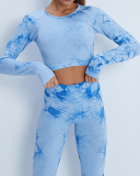 Popular Long Sleeve Tie Dye Pants Suits Yoga Two-piece Sets S-L