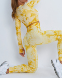 Popular Long Sleeve Tie Dye Pants Suits Yoga Two-piece Sets S-L
