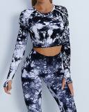 Popular Long Sleeve Tie Dye Pants Suits Yoga Two-piece Sets S-L