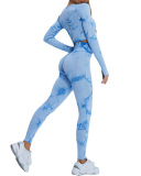 Popular Long Sleeve Tie Dye Pants Suits Yoga Two-piece Sets S-L