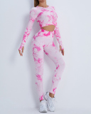 Popular Long Sleeve Tie Dye Pants Suits Yoga Two-piece Sets S-L