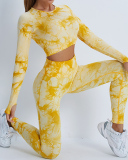 Popular Long Sleeve Tie Dye Pants Suits Yoga Two-piece Sets S-L