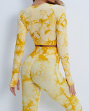 Popular Long Sleeve Tie Dye Pants Suits Yoga Two-piece Sets S-L
